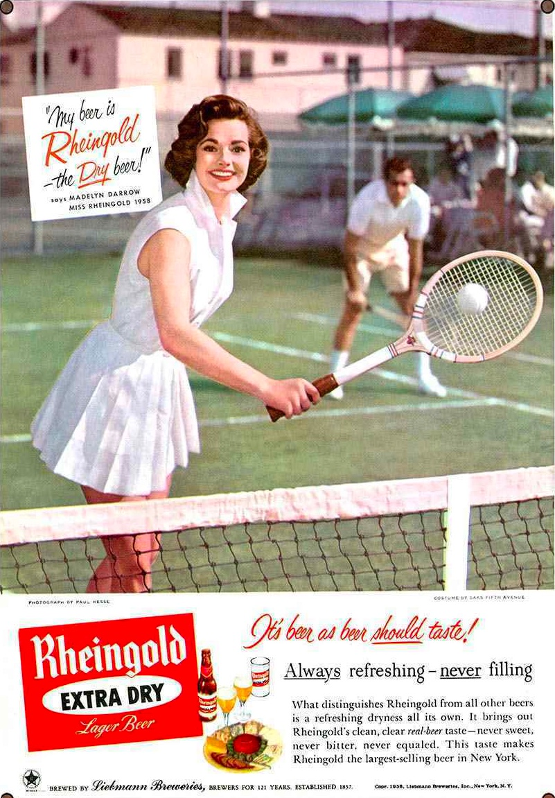 Beer In Ads #4459: Miss Rheingold 1958 Plays Tennis