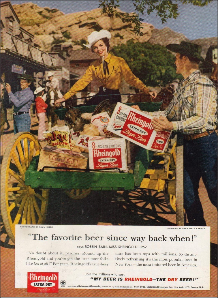 Beer In Ads #4513: Miss Rheingold 1959 On The Wagon