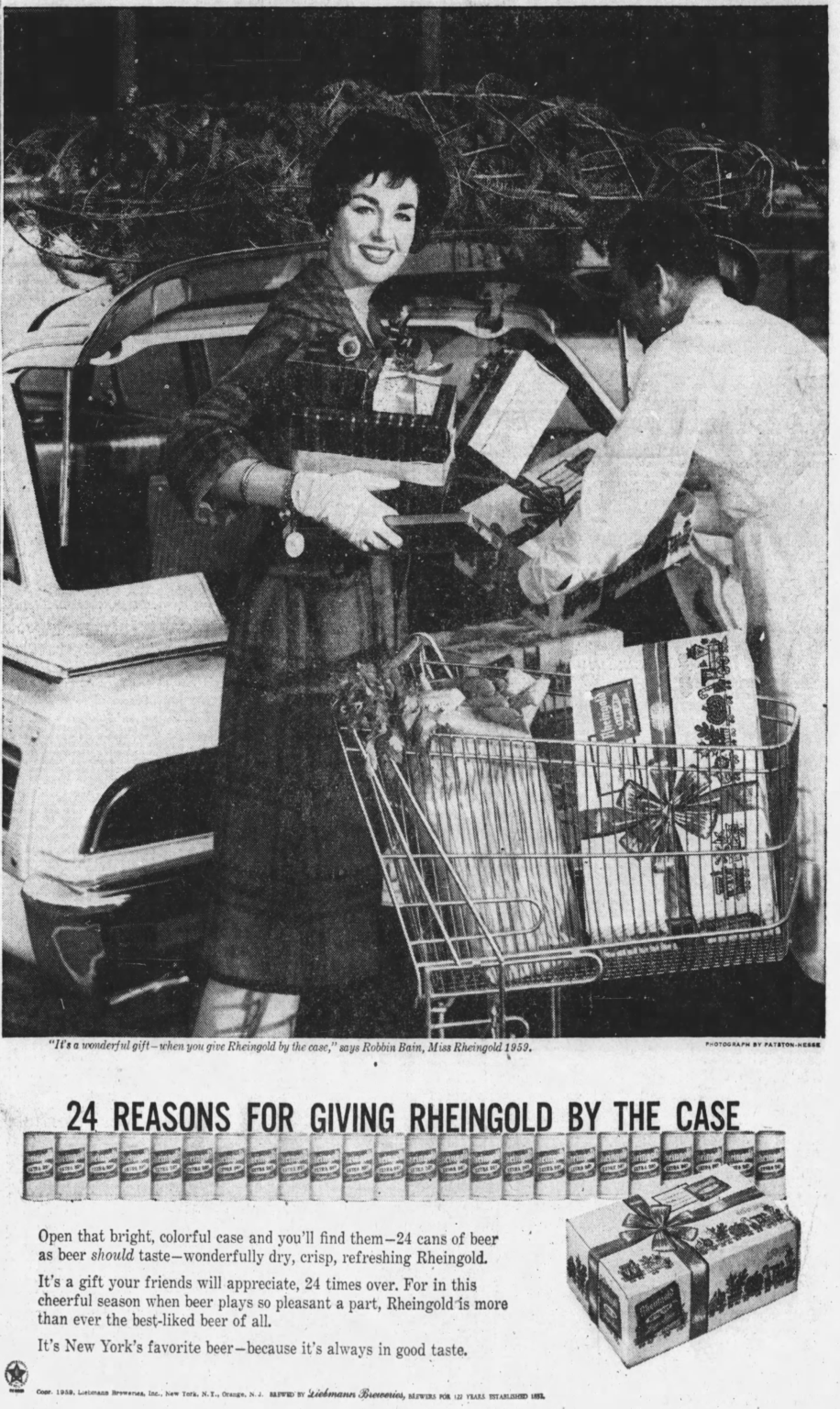 Beer In Ads #4519: Miss Rheingold 1959 Giving Rheingold By The Case