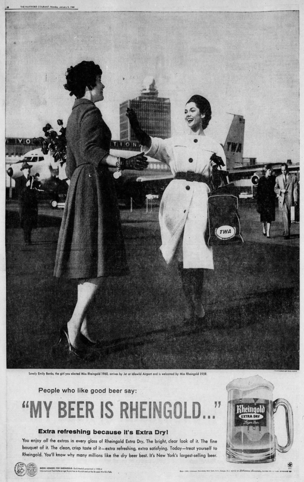 Beer In Ads 4535 Miss Rheingold 1960 Greeted At The Airport