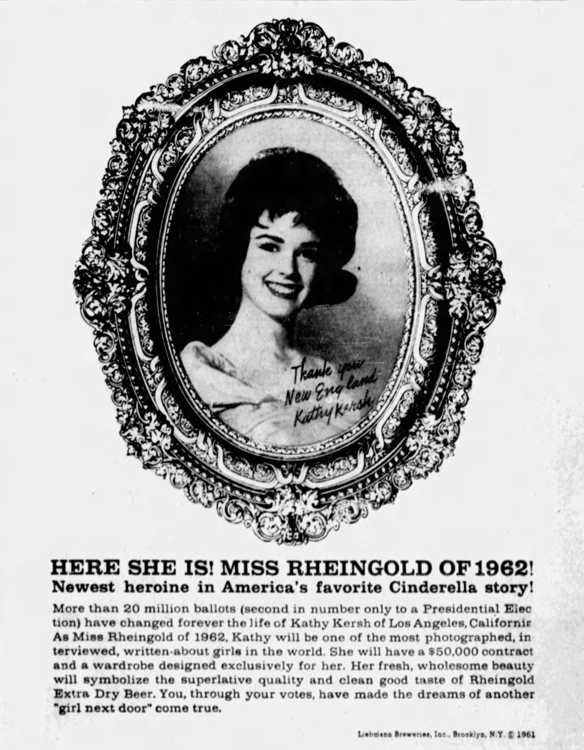Beer In Ads #4620: Here She Is! Miss Rheingold 1962!