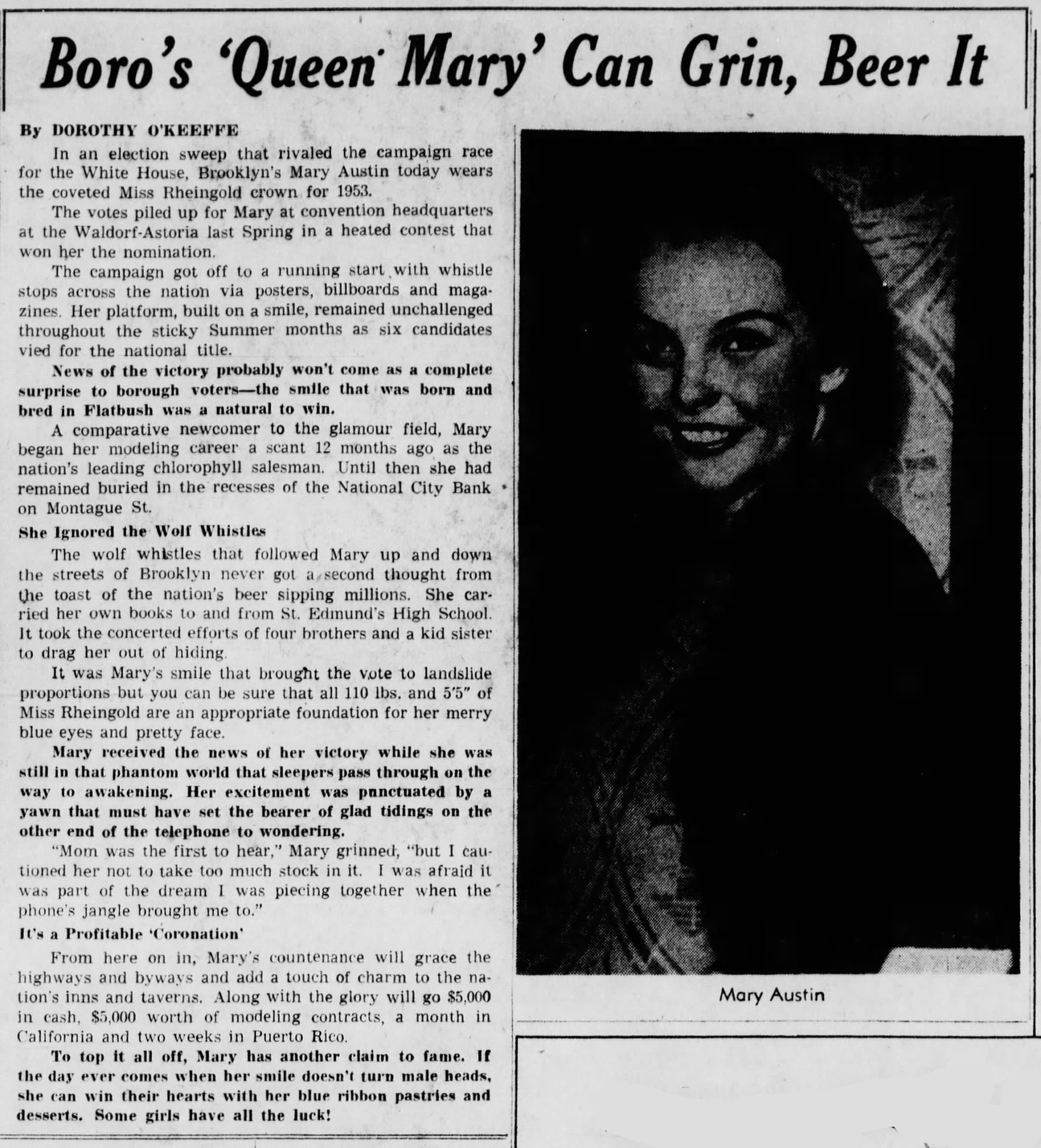 Beer In Ads #4234: Miss Rheingold 1953, Boro’s ‘Queen Mary’ Can Grin ...