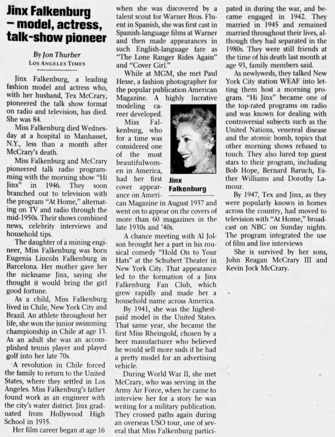 Historic Beer Birthday: Jinx Falkenburg, the First Miss Rheingold
