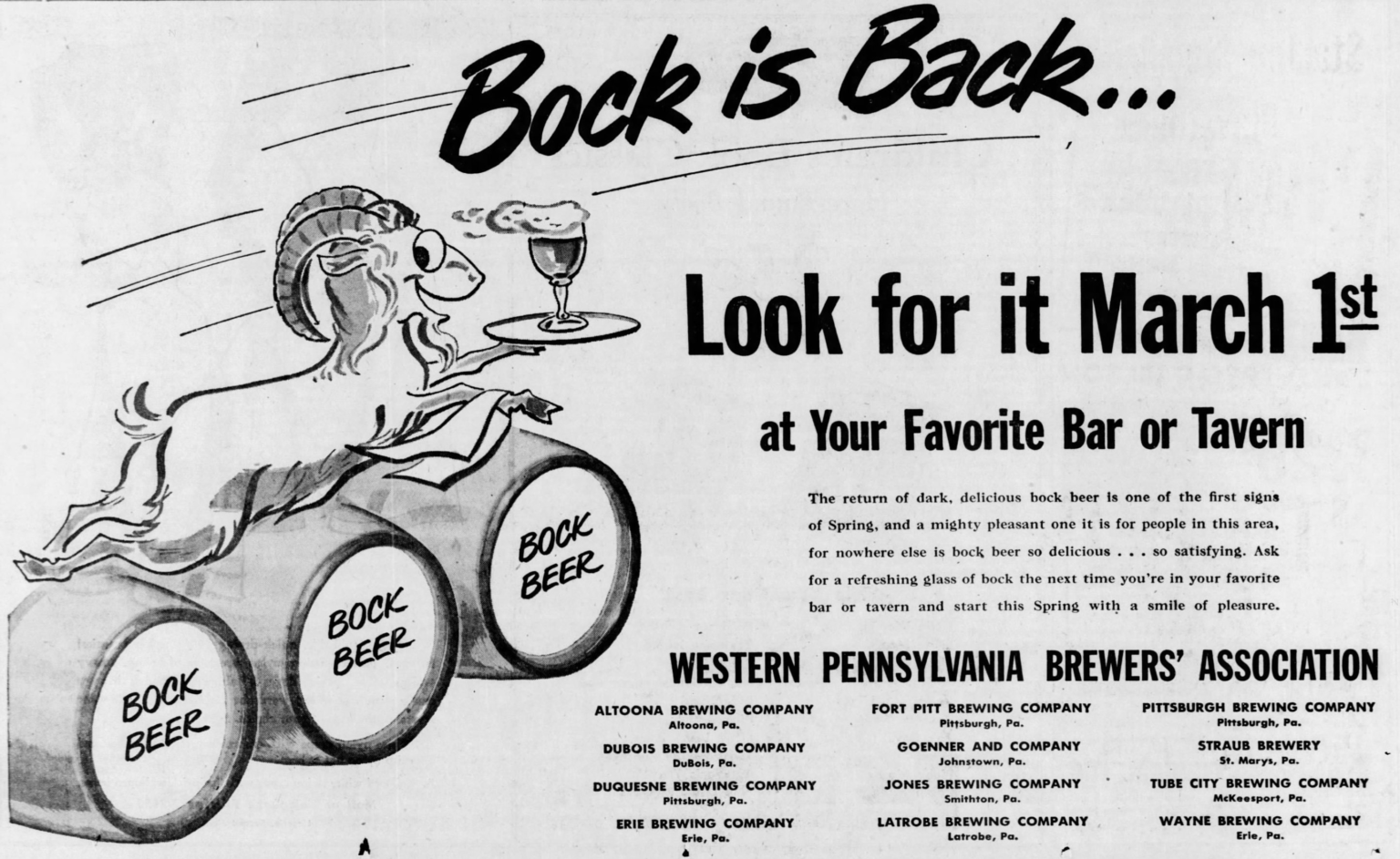 Beer In Ads #5137: Bock Is Back… Look For It March 1st