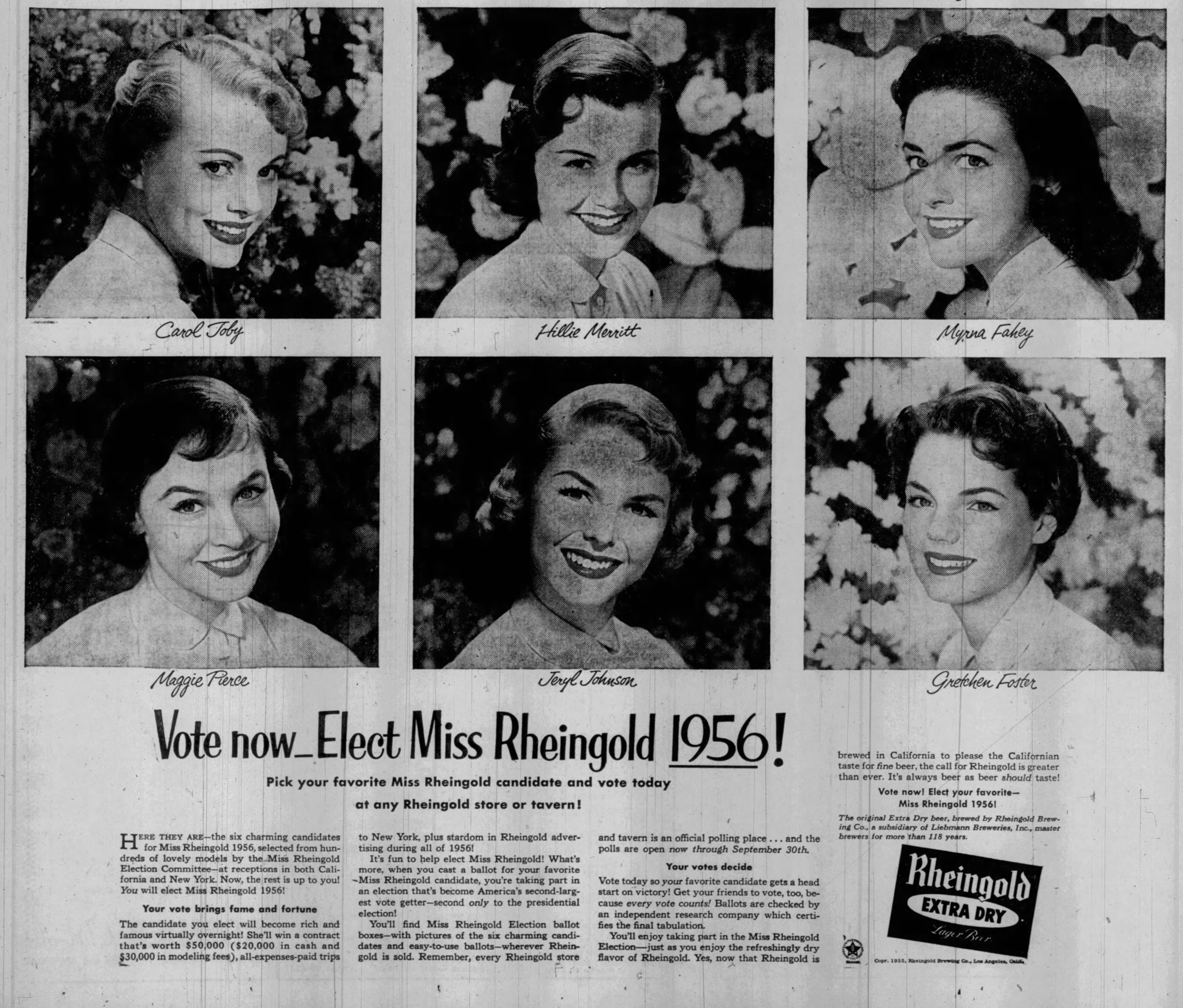 Beer In Ads #4352: Vote Now_Elect Miss Rheingold 1956